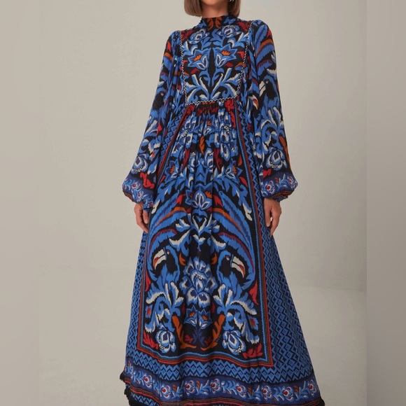 Farm Rio Printed Dolman Sleeve Kaftan Maxi Dress, Size S/M - Picture 2 of 16